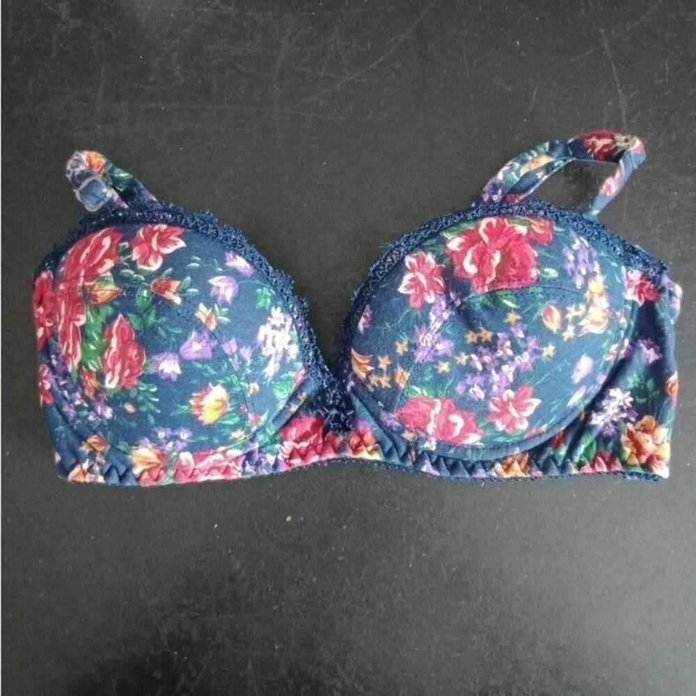 (#4) Victoria's Secret Bra Vintage Marisa Print Navy Blue Floral 34A Underwire